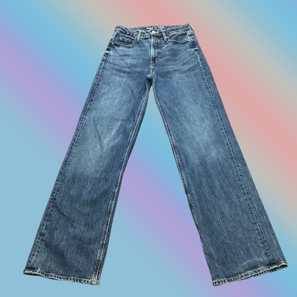 Old Navy Extra High-Rise Sky-Hi Wide Leg Jeans Bedford Blue 6 Tall 732521-00